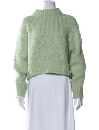 Pre-owned Ulla Johnson Merino Wool Mock Neck Sweater In Green