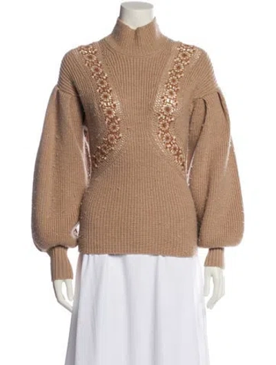 Pre-owned Ulla Johnson Merino Wool Mock Neck Sweater In Neutral