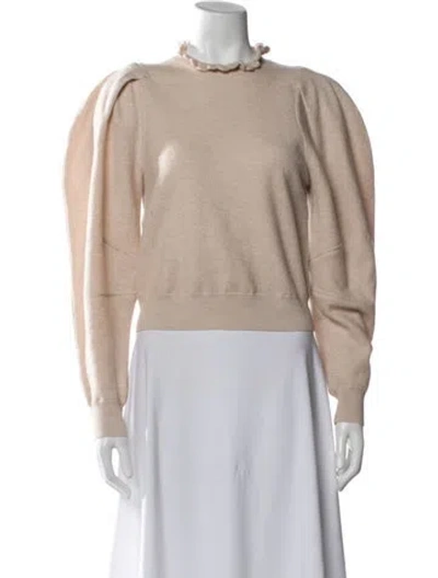 Pre-owned Ulla Johnson Merino Wool Mock Neck Sweater In Neutral