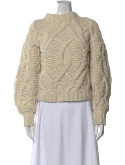 Pre-owned Ulla Johnson Merino Wool Mock Neck Sweater In White