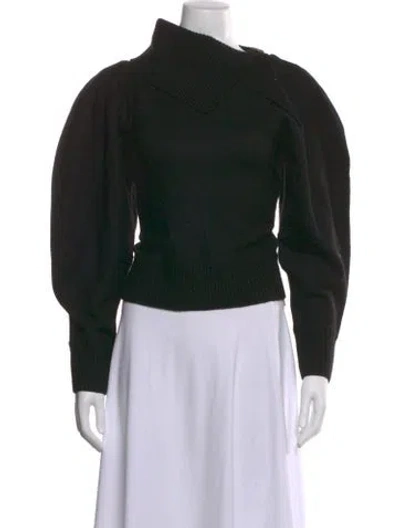 Pre-owned Ulla Johnson Merino Wool Mock Neck Top In Black