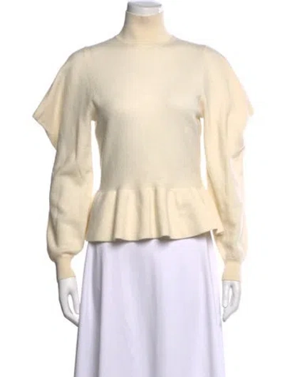 Pre-owned Ulla Johnson Merino Wool Mock Neck Top In Neutral