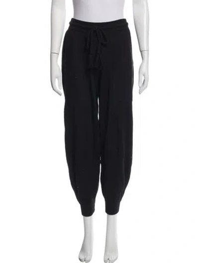 Pre-owned Ulla Johnson Merino Wool Pom-pom Embellishments Sweatpants In Black