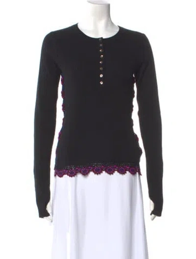 Pre-owned Ulla Johnson Merino Wool Scoop Neck Sweater In Black