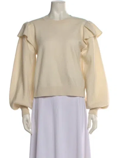 Pre-owned Ulla Johnson Merino Wool Scoop Neck Sweater In Neutral