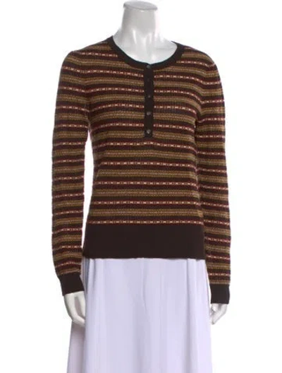 Pre-owned Ulla Johnson Merino Wool Striped Sweater In Brown