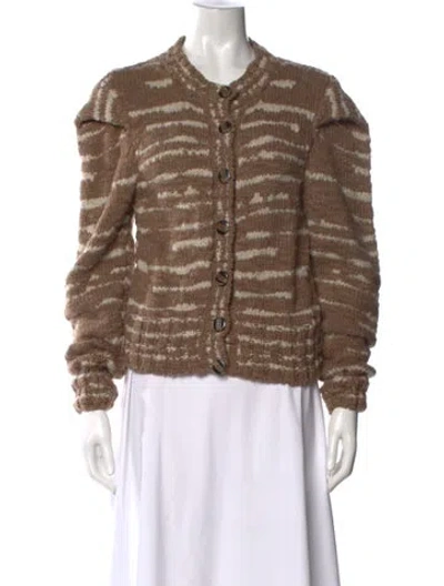 Pre-owned Ulla Johnson Merino Wool Striped Sweater In Brown