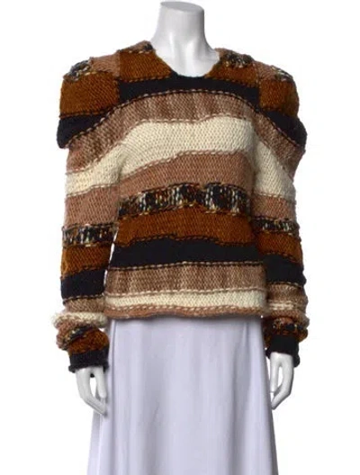 Pre-owned Ulla Johnson Merino Wool Striped Sweater In Brown