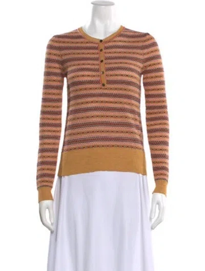 Pre-owned Ulla Johnson Merino Wool Striped Sweater In Neutral