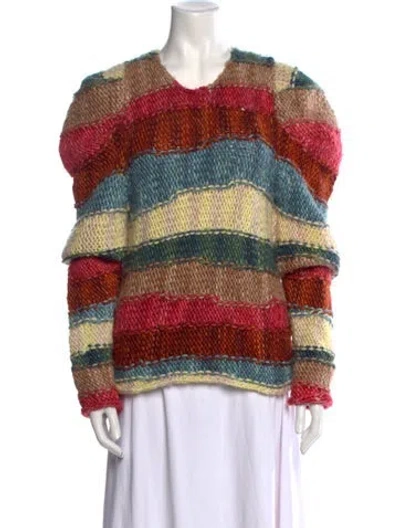 Pre-owned Ulla Johnson Merino Wool Striped Sweater In Neutral