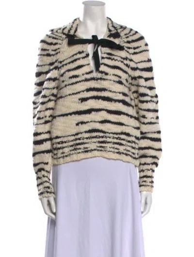 Pre-owned Ulla Johnson Merino Wool Striped Sweater In Neutral