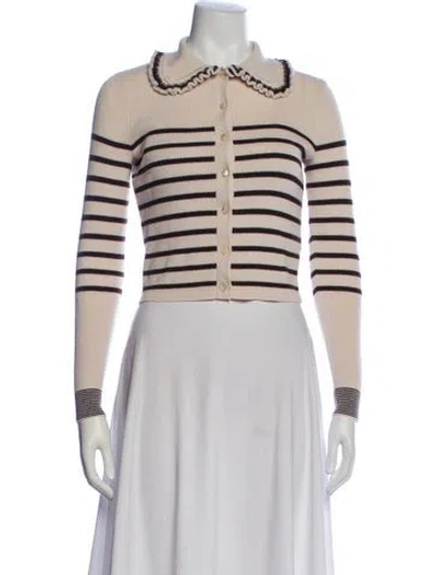 Pre-owned Ulla Johnson Merino Wool Striped Sweater In Neutral