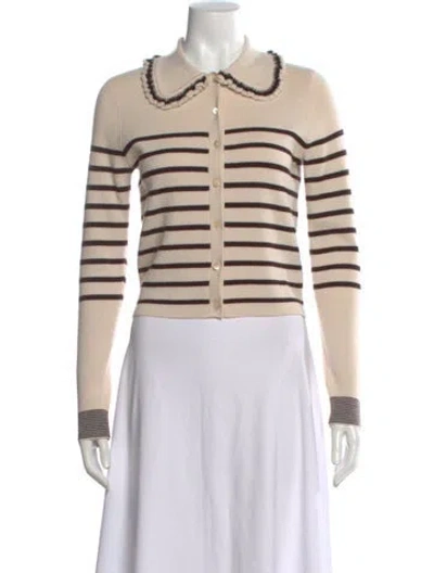 Pre-owned Ulla Johnson Merino Wool Striped Sweater In Neutral