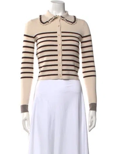 Pre-owned Ulla Johnson Merino Wool Striped Sweater In Neutral