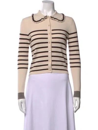 Pre-owned Ulla Johnson Merino Wool Striped Sweater In Neutral