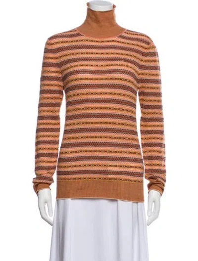 Pre-owned Ulla Johnson Merino Wool Striped Sweater In Orange