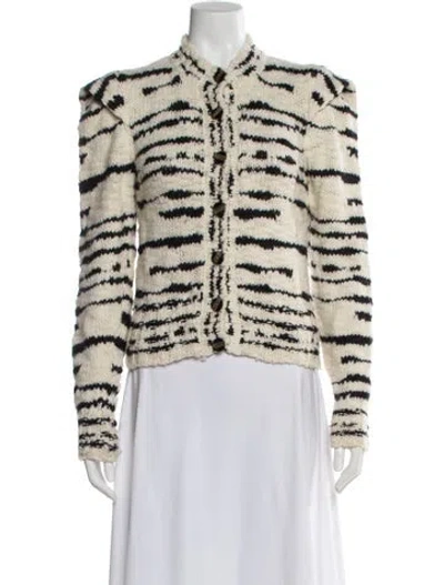 Pre-owned Ulla Johnson Merino Wool Striped Sweater In White