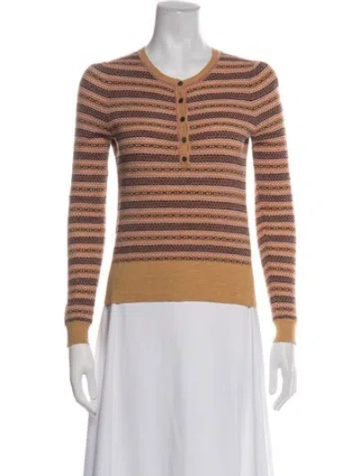 Pre-owned Ulla Johnson Merino Wool Striped Top In Yellow