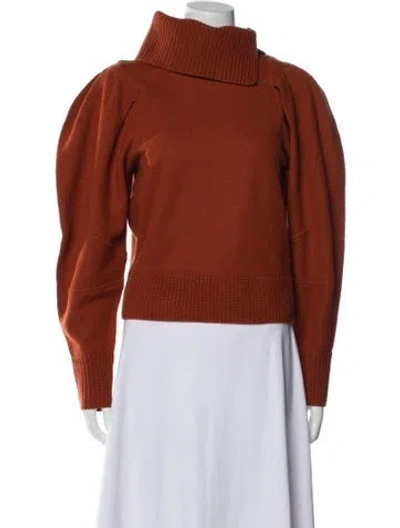 Pre-owned Ulla Johnson Merino Wool Turtleneck Sweater In Orange