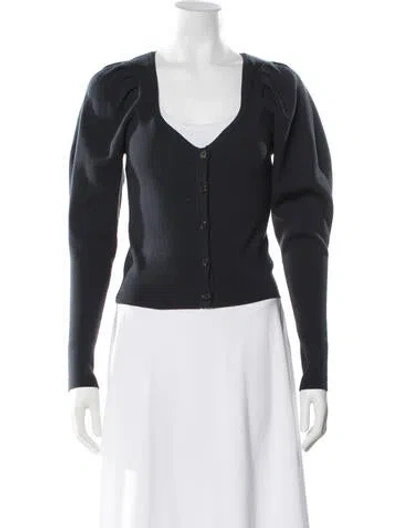 Pre-owned Ulla Johnson Merino Wool V-neck Sweater In Blue
