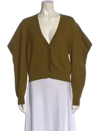 Pre-owned Ulla Johnson Merino Wool V-neck Sweater In Green