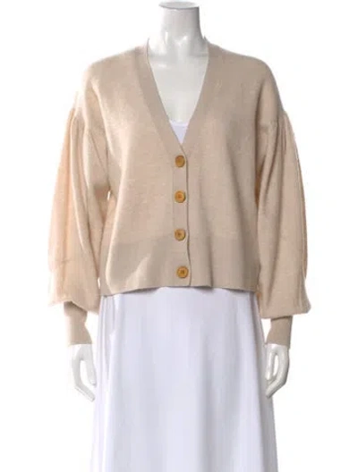 Pre-owned Ulla Johnson Merino Wool V-neck Sweater In Neutral