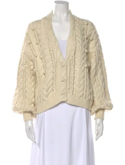 Pre-owned Ulla Johnson Merino Wool V-neck Sweater In Neutral
