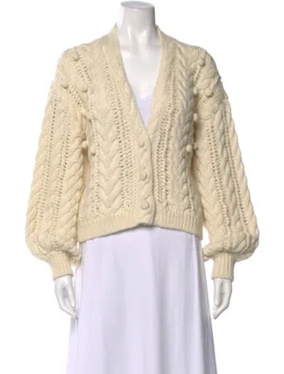 Pre-owned Ulla Johnson Merino Wool V-neck Sweater In Neutral
