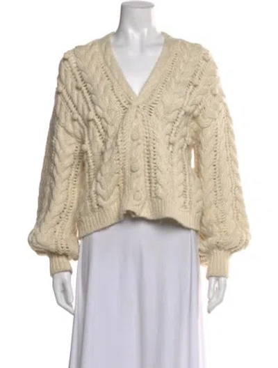 Pre-owned Ulla Johnson Merino Wool V-neck Sweater In Neutral