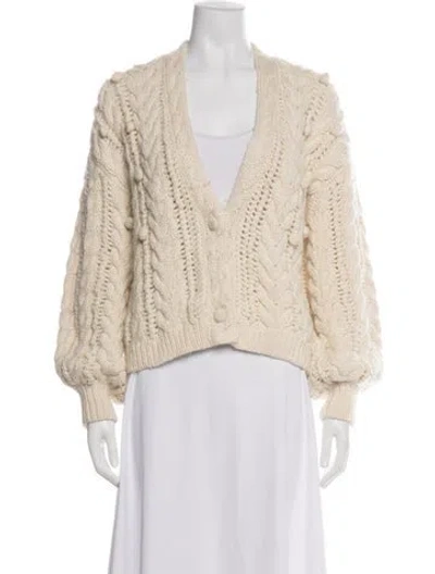 Pre-owned Ulla Johnson Merino Wool V-neck Sweater In Neutral