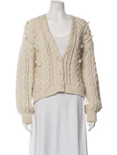 Pre-owned Ulla Johnson Merino Wool V-neck Sweater In Neutrals