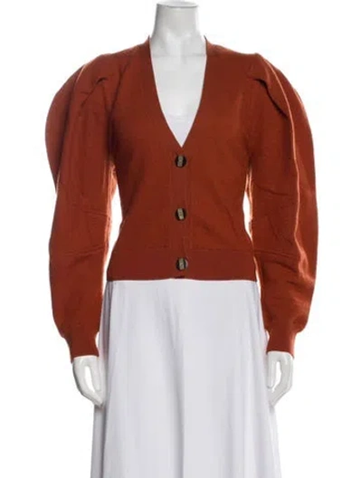 Pre-owned Ulla Johnson Merino Wool V-neck Sweater In Orange