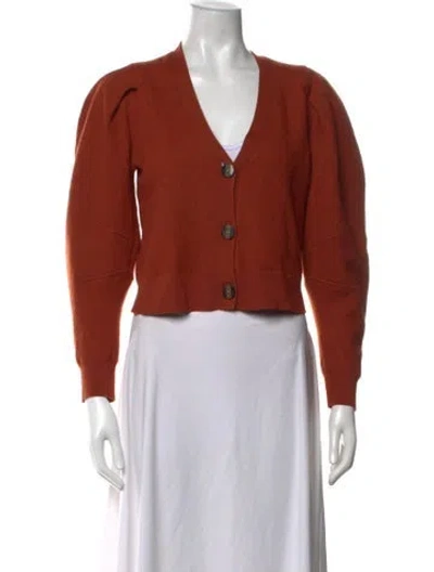 Pre-owned Ulla Johnson Merino Wool V-neck Sweater In Orange