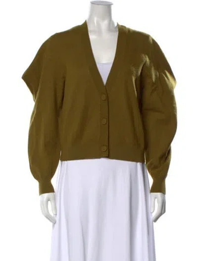 Pre-owned Ulla Johnson Merino Wool V-neck Sweater W/ Tags In Green