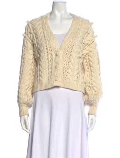 Pre-owned Ulla Johnson Merino Wool V-neck Sweater In White