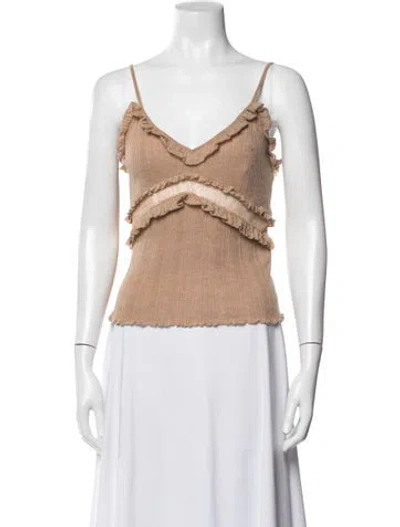 Pre-owned Ulla Johnson Merino Wool V-neck Top In Neutrals