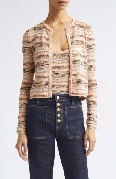 Ulla Johnson Mia Striped Pointelle-knit Cardigan In Brown
