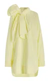 Ulla Johnson Michaela Tie-detailed Cotton Poplin Top In Lime Green