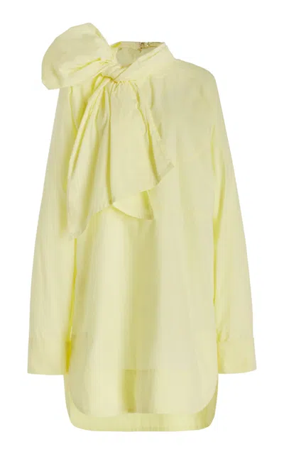 Ulla Johnson Michaela Tie-detailed Cotton Poplin Top In Lime Green