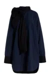 Ulla Johnson Michaela Tie-detailed Cotton Poplin Top In Navy