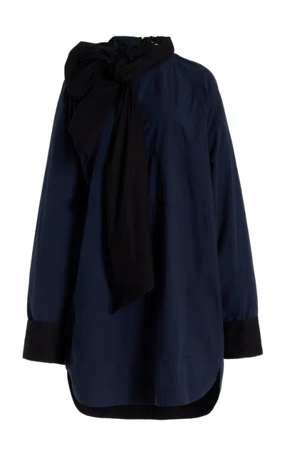 Ulla Johnson Michaela Tie-detailed Cotton Poplin Top In Navy