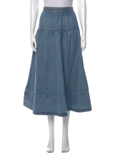 Pre-owned Ulla Johnson Midi Length Skirt W/ Tags In Blue