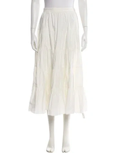 Pre-owned Ulla Johnson Midi Length Skirt In White