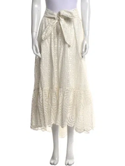 Pre-owned Ulla Johnson Midi Length Skirt In White