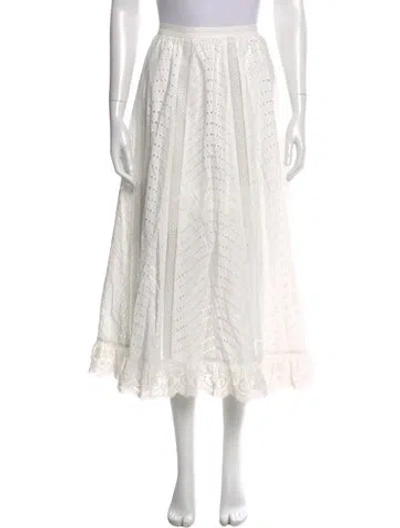 Pre-owned Ulla Johnson Midi Length Skirt In White