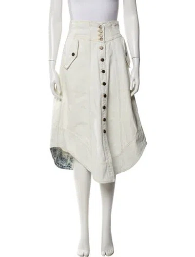 Pre-owned Ulla Johnson Midi Length Skirt In White
