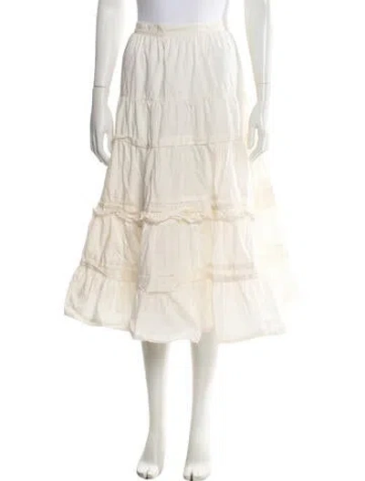 Pre-owned Ulla Johnson Midi Length Skirt In White