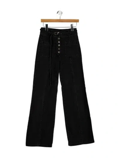 Pre-owned Ulla Johnson Mid-rise Wide Leg Jeans In Black