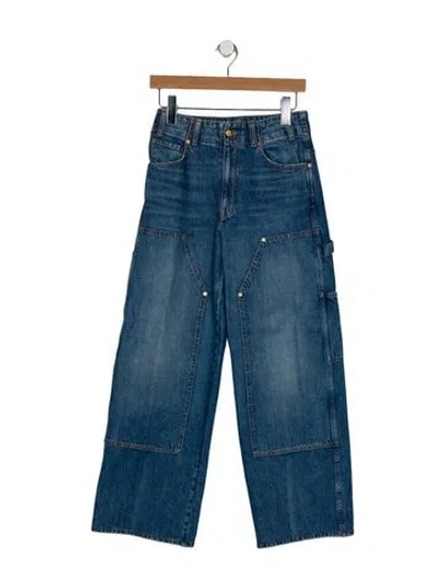 Pre-owned Ulla Johnson Mid-rise Wide Leg Jeans In Blue