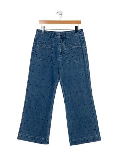 Pre-owned Ulla Johnson Mid-rise Wide Leg Jeans In Blue